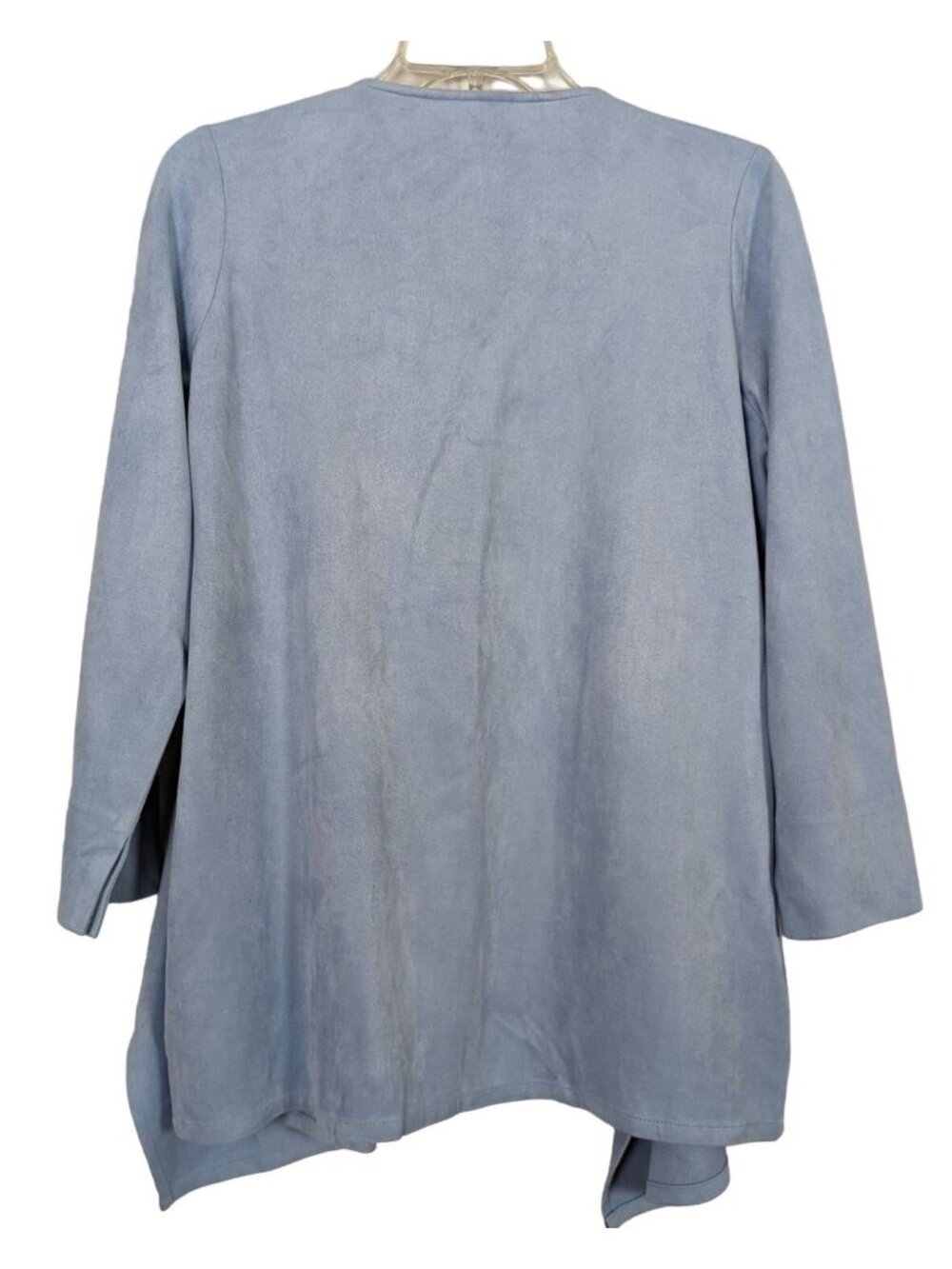 Gretchen Scott long sleeve blue faux suede waterfall open cardigan S - Picture 7 of 7